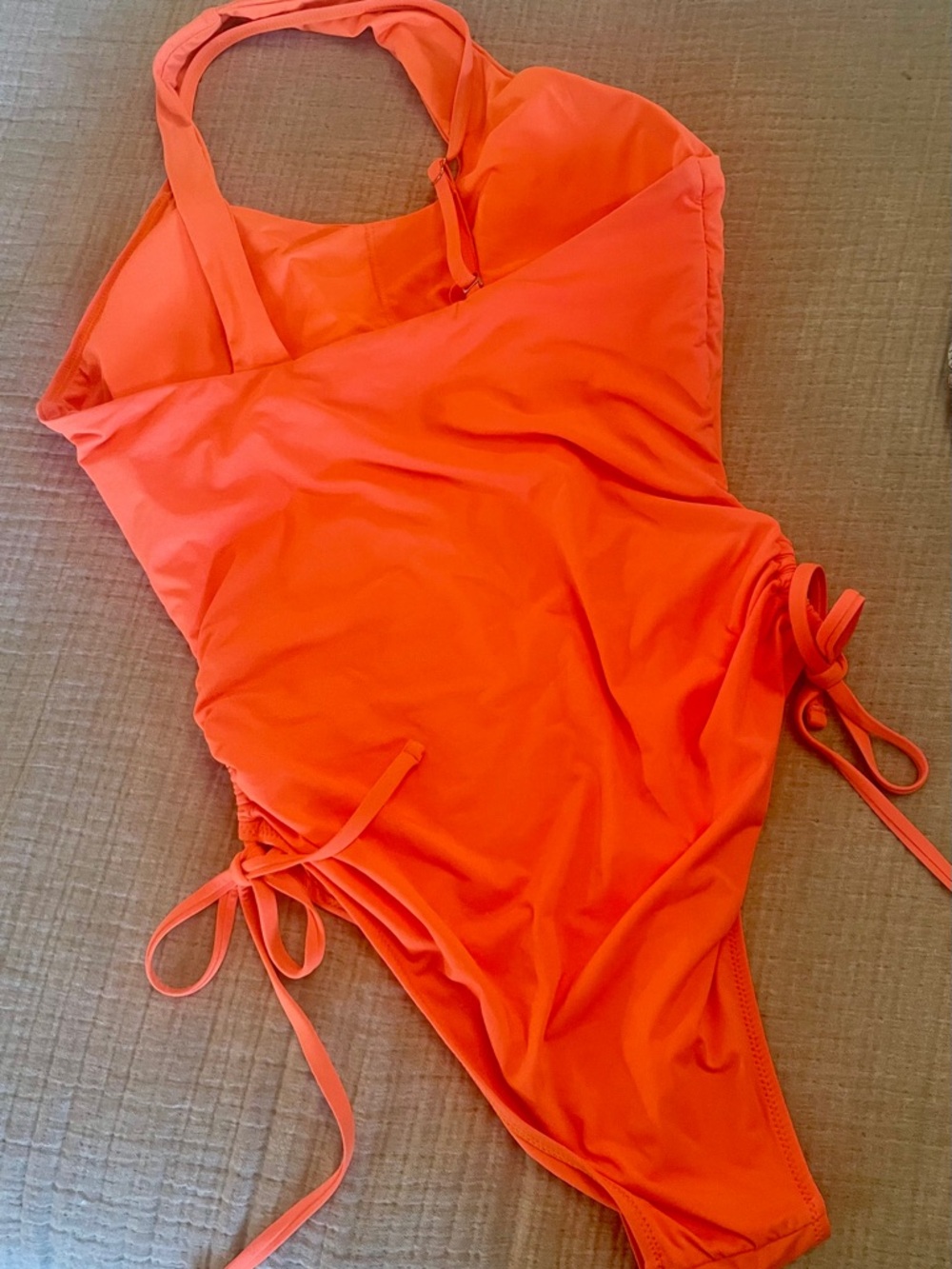 Fashion Nova One-Shoulder Neon Orange Cutout Swimsuit - Picture 3 of 5